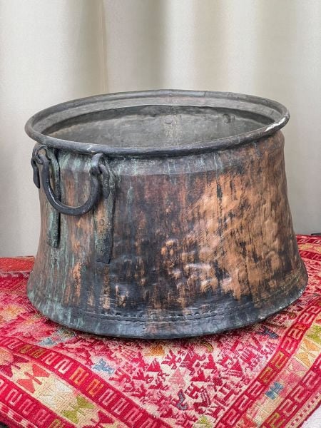 Antika Bakır Kablar Kazan Ölçü Çap 40 Cm H 27 Cm