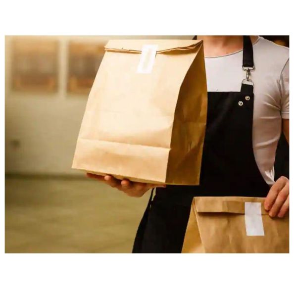 İki Taraf İki Renk Baskılı 12,5X8X25 Cm Kese Kağıdı Fast Food Menu Servis Paket Torbası Kraft Renk