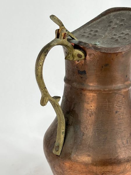 Antika Bakır Sürahi Ölçü 14X17 Cm H 26 Cm