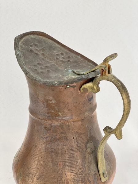 Antika Bakır Sürahi Ölçü 14X17 Cm H 26 Cm