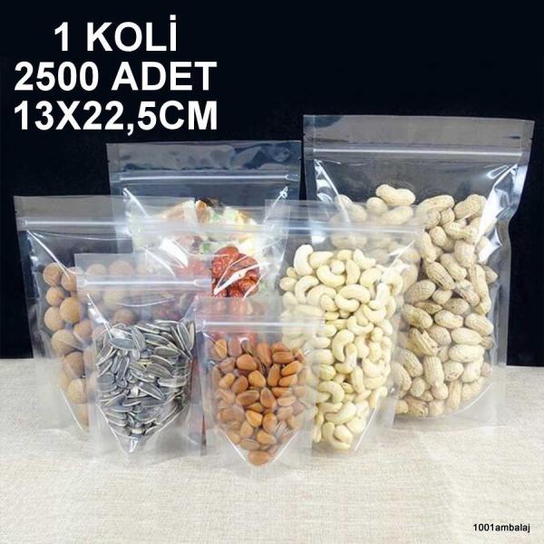 13X22,5 Cm Şeffaf 1 Koli 2500 Adet Kilitli Doypack Torba 250 Gr /72/