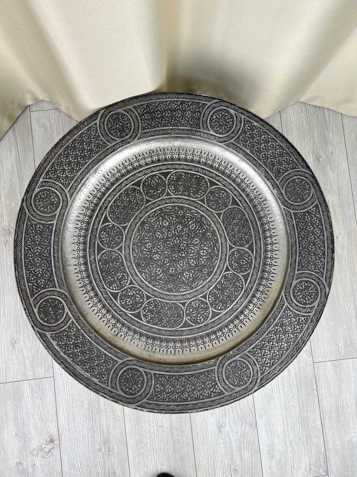 Antika Bakır Sini Ölçü Çap 69 Cm H 5 Cm