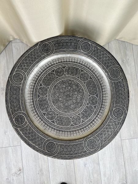 Antika Bakır Sini Ölçü Çap 69 Cm H 5 Cm
