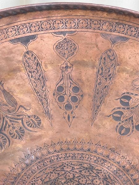 Antika Bakır Sini Ölçü Çap 84 Cm H 2,5 Cm