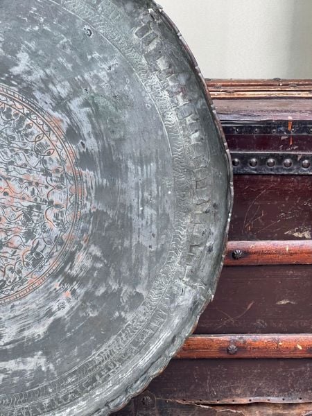 Antika Bakır Sini Ölçü Çap 60 Cm H 3 Cm