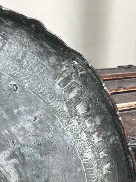 Antika Bakır Sini Ölçü Çap 60 Cm H 3 Cm