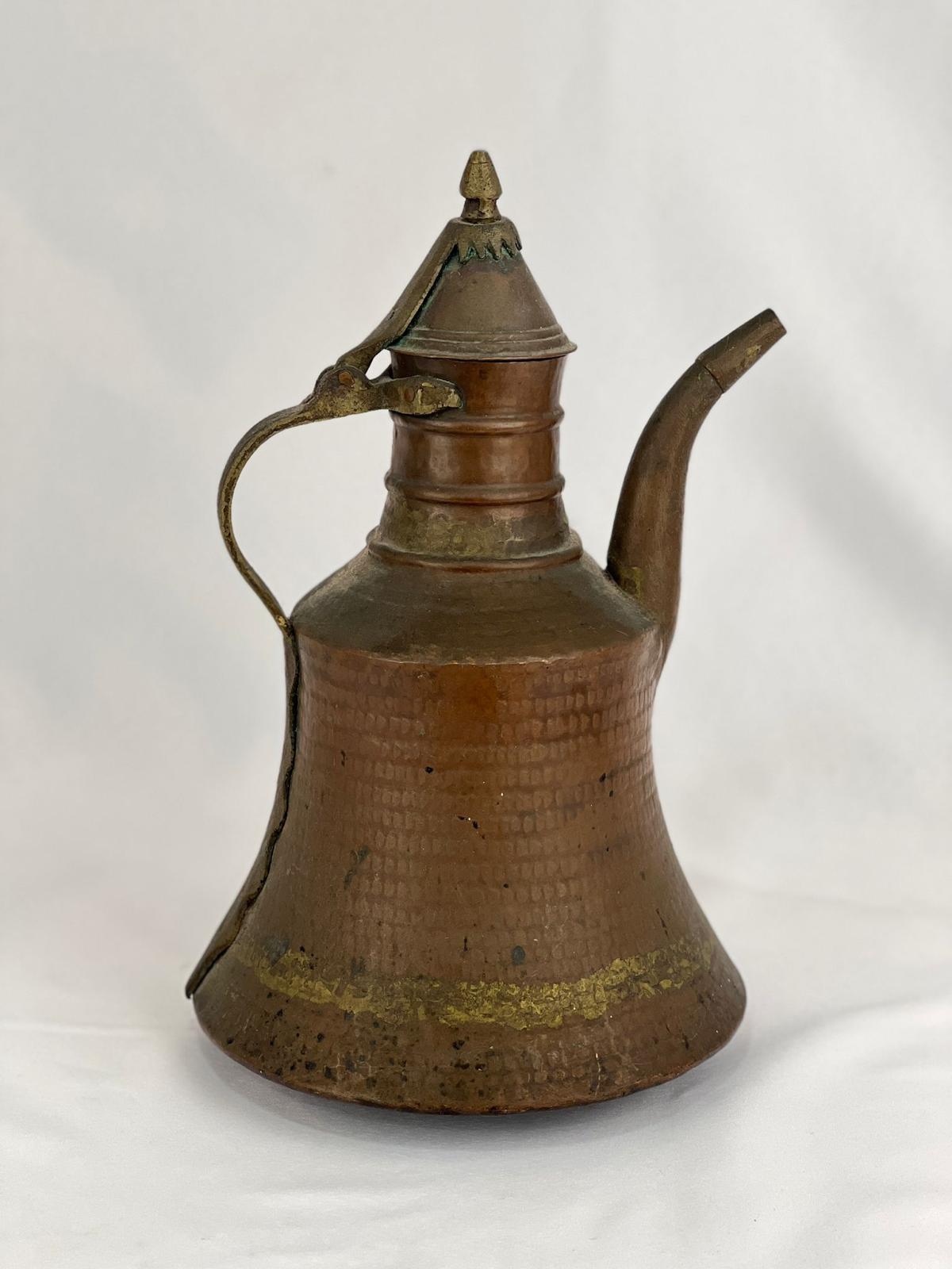 Antika Bakır İbrik Ölçü Çap 22 Cm H 37 Cm