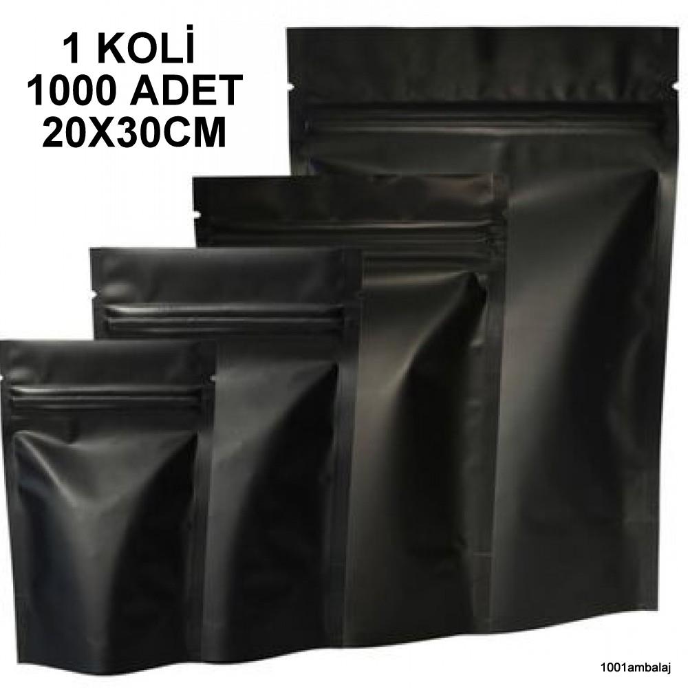 20X30 Cm Mat Siyah 1 Koli 1000 Adet Kilitli Doypack Torba 1000 Gr /69/