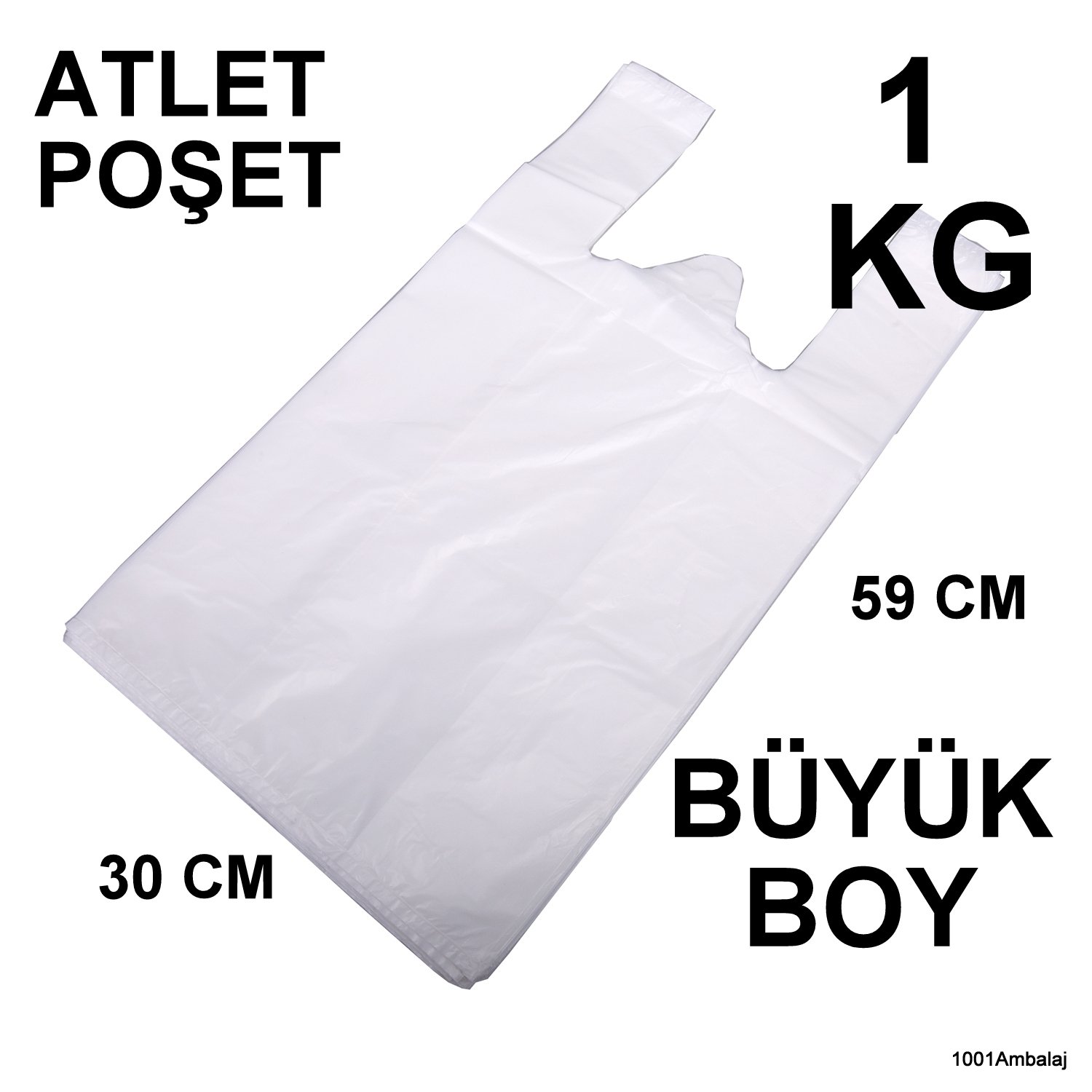 Ara hışır Poşet Büyük Boy Beyaz Renk 1 Kg Paket 30X59