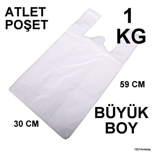 Ara hışır Poşet Büyük Boy Beyaz Renk 1 Kg Paket 30X59