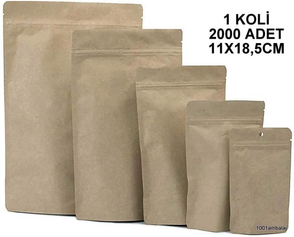 11X18,5 Cm Kraft 1 Koli 2000 Adet Kilitli Doypack Torba 100 Gr /30/