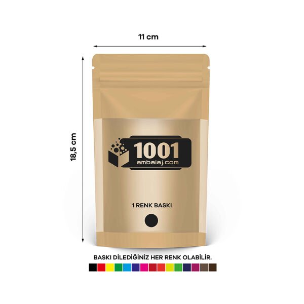 11X18,5 Cm Kraft Renk Doypack Torba Geniş Pencereli /44/