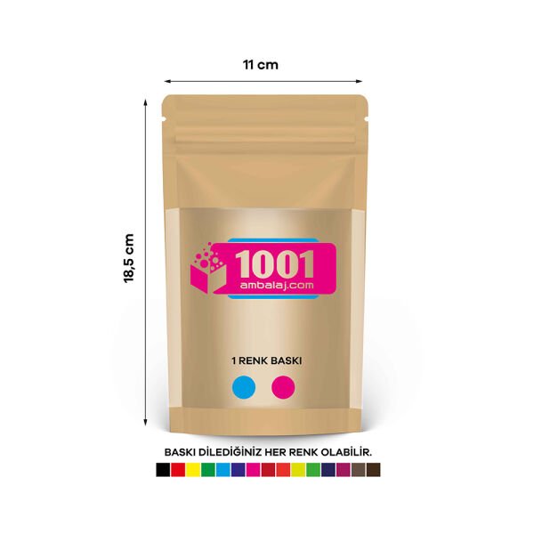 11X18,5 Cm Kraft Renk Doypack Torba Geniş Pencereli /44/