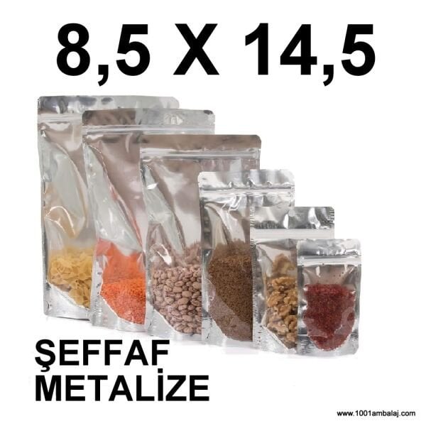 8,5X14,5 Cm Şeffaf Metalize Renk Doypack Torba /53/