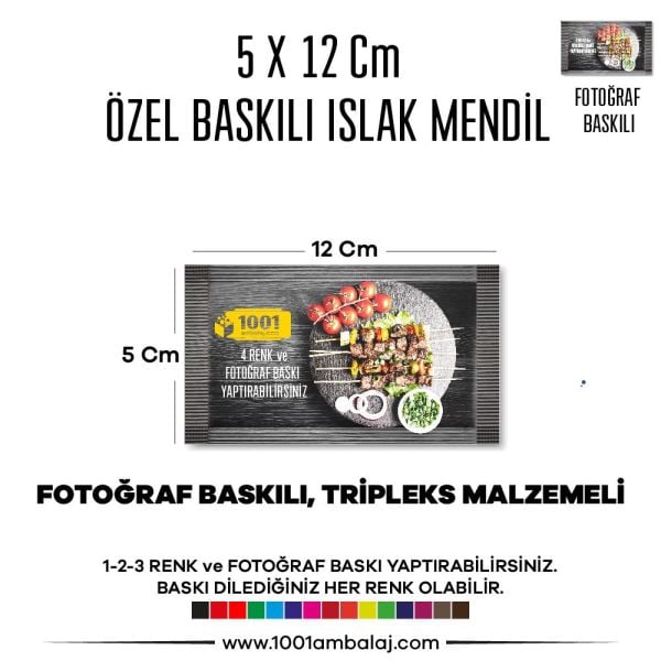 5X12 Cm 1-2-3 Renk Ve Fotoğraf Baskılı İslak Mendil Beyaz (Tripleks Malzeme)