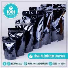 16X27 Cm Siyah 100 Adet Kilitli Doypack Torba 500 Gr /64/