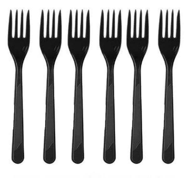 Plastik Çatal Elite Fork Siyah Renkli Rubikap Cu.350F 100 Adet