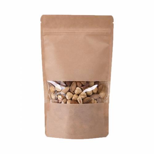 13X22,5 Cm Kraft Pencereli 100 Adet Kilitli Doypack Torba 250 Gr /39/