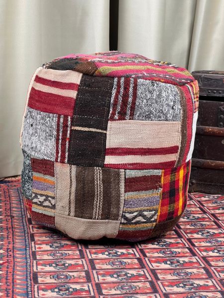 Nostaljik Kilim Puf Ölçü Çap 45 Cm Yükseklik 42 Cm