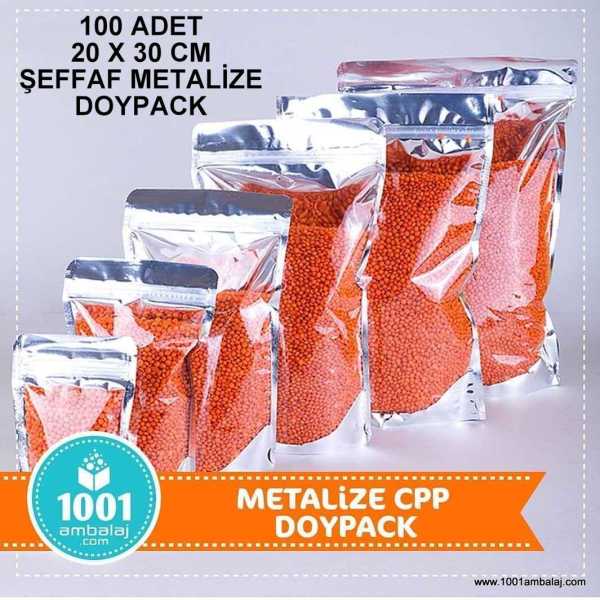 20X30 Cm Ön Şeffaf Arka Metalize 100 Adet Kilitli Doypack Torba 1000 Gr /60/