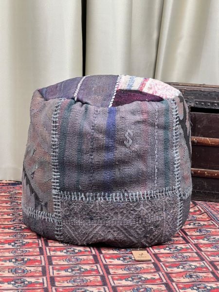 Nostaljik Kilim Puf Ölçü Çap 45 Cm Yükseklik 42 Cm