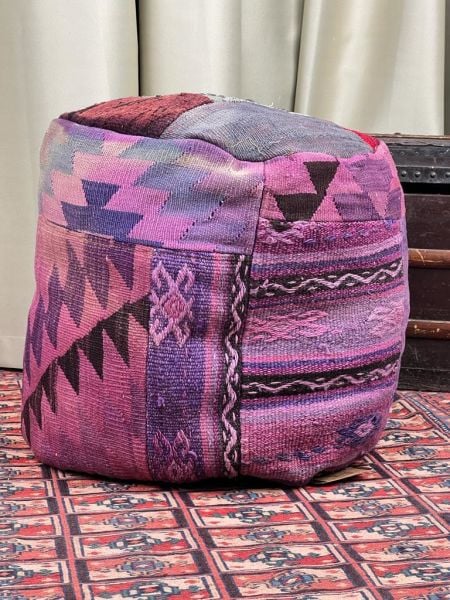 Nostaljik Kilim Puf Ölçü Çap 45 Cm Yükseklik 42 Cm