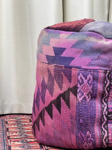 Nostaljik Kilim Puf Ölçü Çap 45 Cm Yükseklik 42 Cm