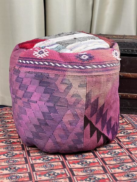 Nostaljik Kilim Puf Ölçü Çap 45 Cm Yükseklik 42 Cm