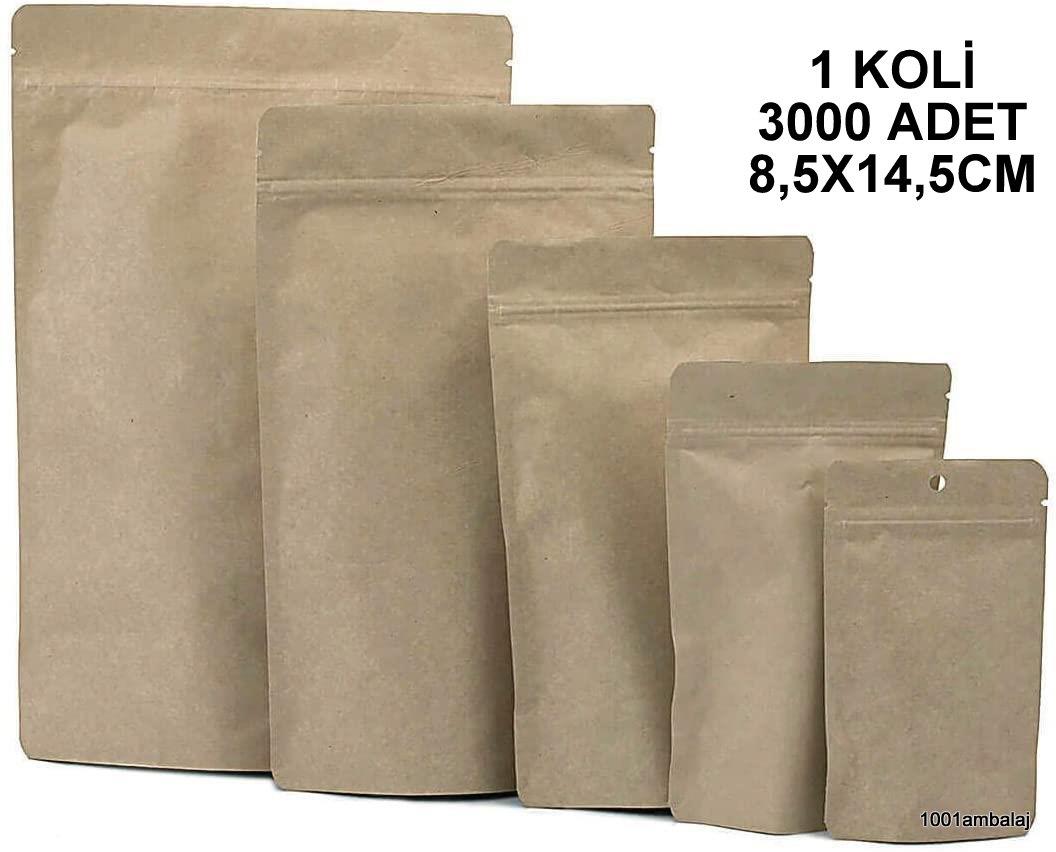 8,5X14,5 Cm Kraft 1 Koli 3000 Adet Kilitli Doypack Torba 50 Gr /29/