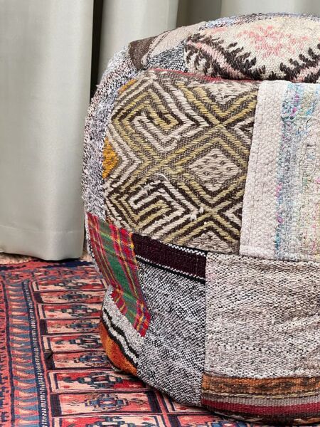 Nostaljik Kilim Puf Ölçü Çap 45 Cm Yükseklik 42 Cm