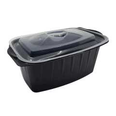 Mikrodalga kabı kapaklı Siyah Oval 1000 Gr 50 Adet