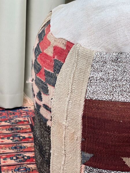 Nostaljik Kilim Puf Ölçü Çap 45 Cm Yükseklik 42 Cm
