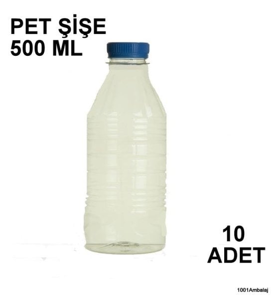 Pet Şişe 500 Ml Plastik Kilitli kapaklı Şeffaf Yuvarlak Tabanli (** 10 Adet **)