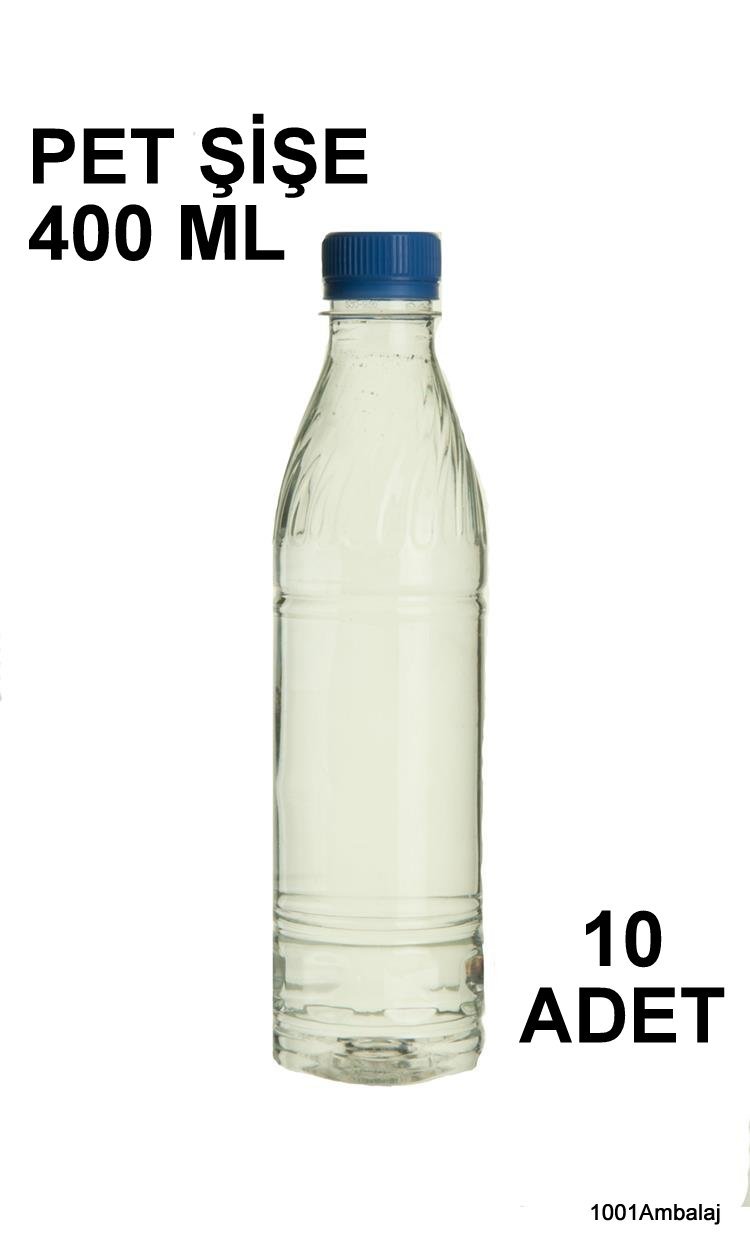 Pet Şişe 400 Ml Plastik Kilitli kapaklı Şeffaf Yuvarlak Tabanli (** 10 Adet **)