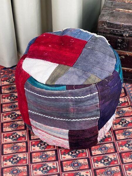 Nostaljik Kilim Puf Ölçü Çap 45 Cm Yükseklik 42 Cm
