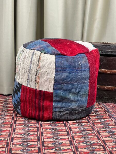 Nostaljik Kilim Puf Ölçü Çap 45 Cm Yükseklik 42 Cm