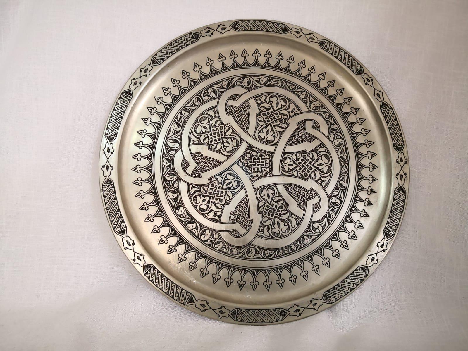 Ağır İşlemeli Bakır Tepsi Aoa Ölçü 40Cm Çapi