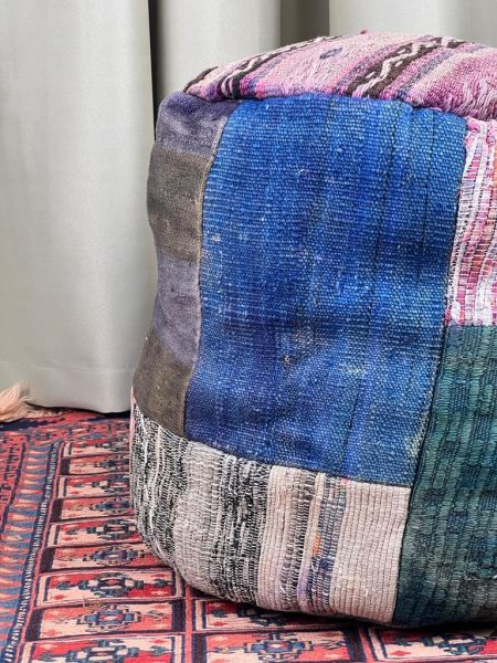 Nostaljik Kilim Puf Ölçü Çap 45 Cm Yükseklik 42 Cm