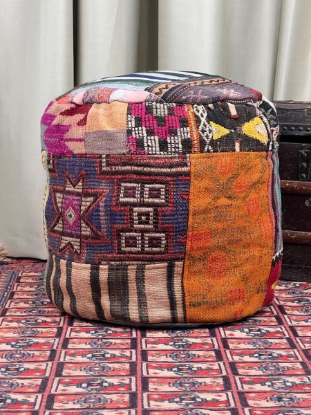 Nostaljik Kilim Puf Ölçü Çap 45 Cm Yükseklik 42 Cm