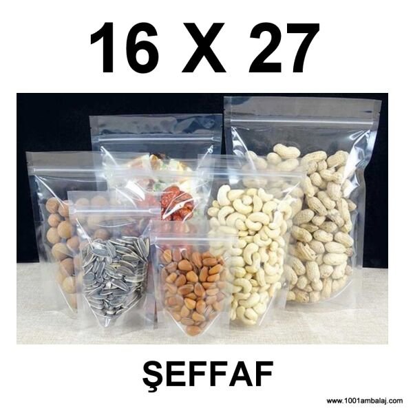 16X27 Cm Şeffaf Renk Doypack Torba /73/