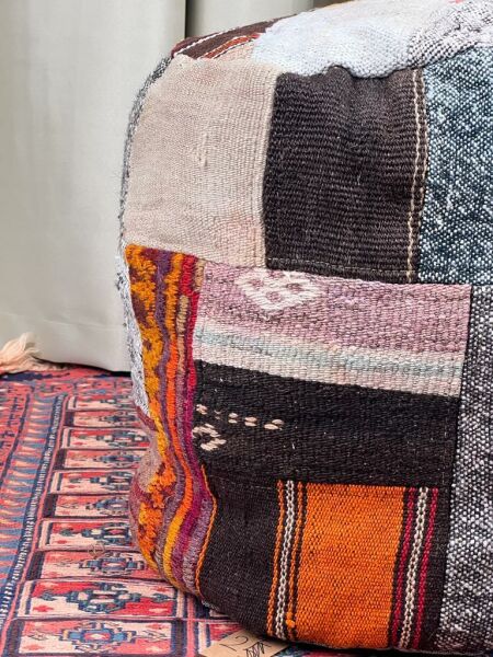 Nostaljik Kilim Puf Ölçü Çap 45 Cm Yükseklik 42 Cm