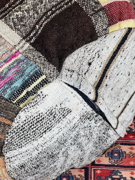 Nostaljik Kilim Puf Ölçü Çap 45 Cm Yükseklik 42 Cm