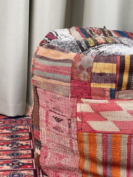 Nostaljik Kilim Puf Ölçü Çap 45 Cm Yükseklik 42 Cm