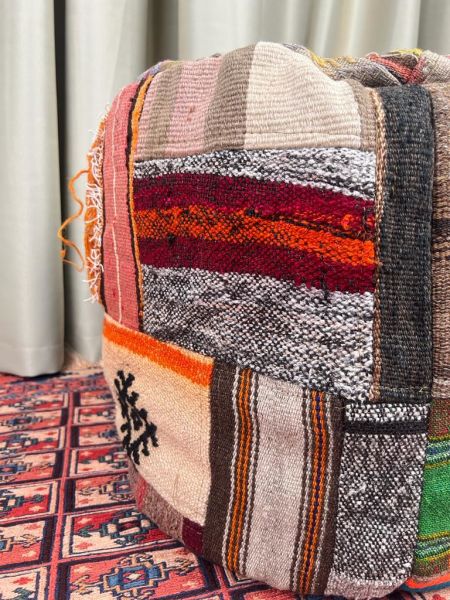 Nostaljik Kilim Puf Ölçü Çap 45 Cm Yükseklik 42 Cm