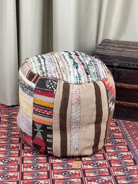 Nostaljik Kilim Puf Ölçü Çap 45 Cm Yükseklik 42 Cm