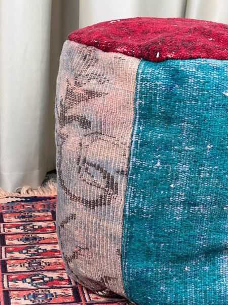 Nostaljik Kilim Puf Ölçü Çap 45 Cm Yükseklik 42 Cm
