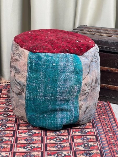 Nostaljik Kilim Puf Ölçü Çap 45 Cm Yükseklik 42 Cm