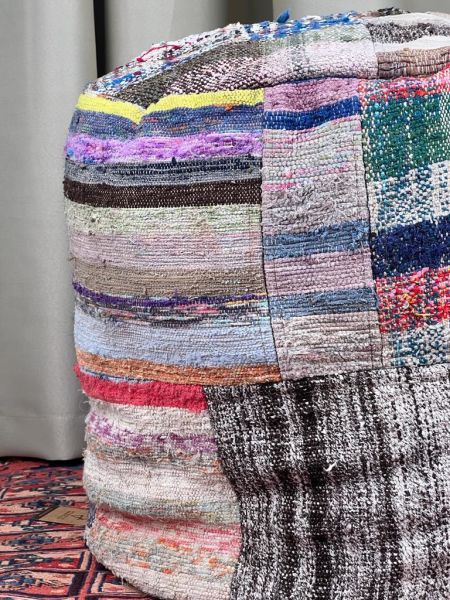 Nostaljik Kilim Puf Ölçü Çap 45 Cm Yükseklik 42 Cm