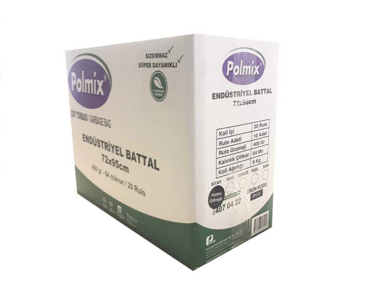 Çöp Torbası Polmix Endüstiriyel 400 Gram 72X95 Siyah 1 Koli
