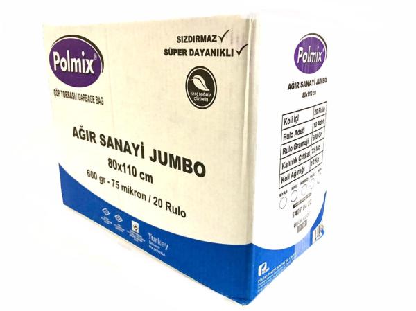 Çöp Torbası Polmix Ağır Sanayi 600 Gram 80X110 Siyah 1 Koli